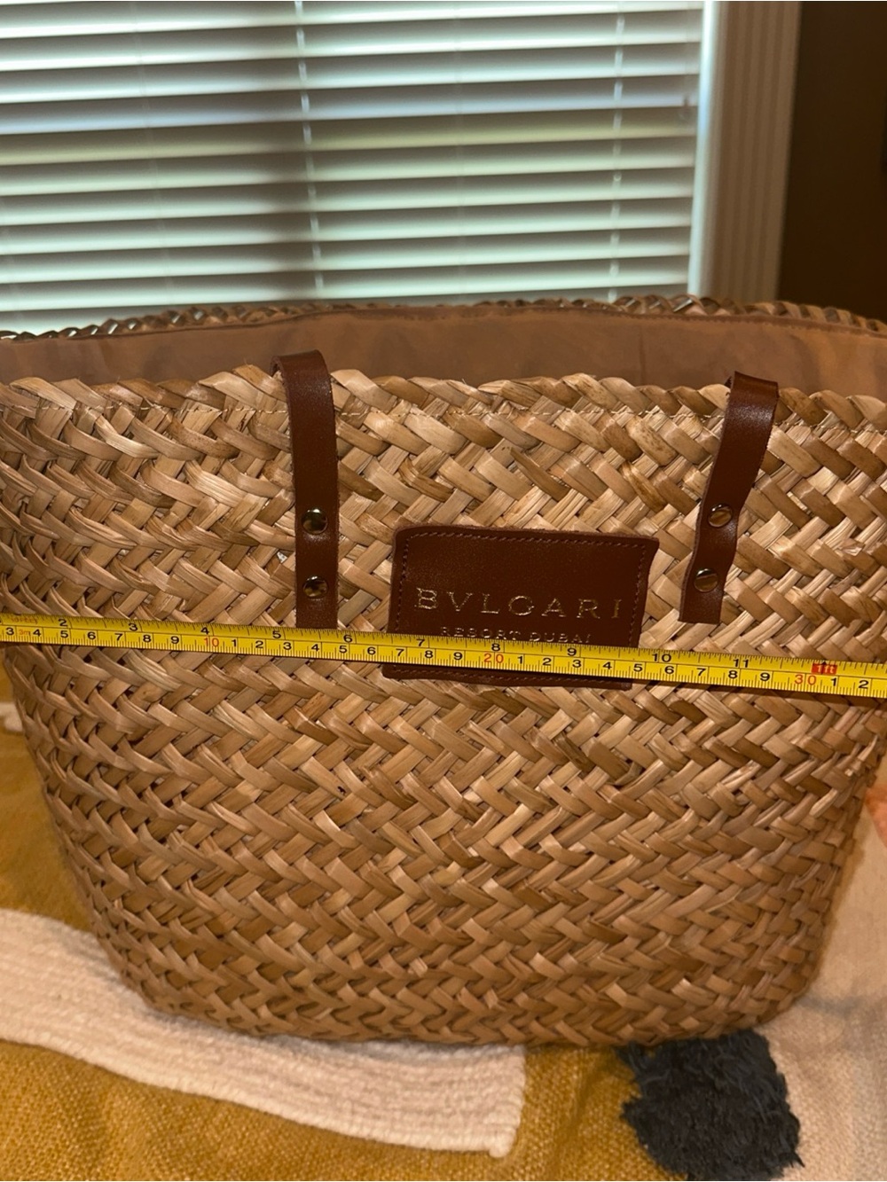 Bulgari  Dubai Woven Straw Tote with Brown Leather Handles - Picture 11 of 13